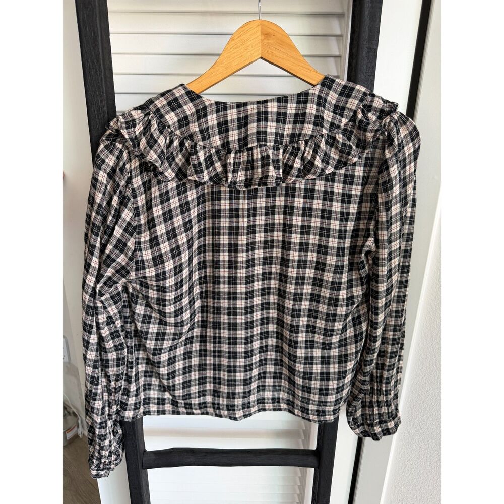 Doen Joelle Top NAVY COUNTRYSIDE PLAID size M - Picture 11 of 14